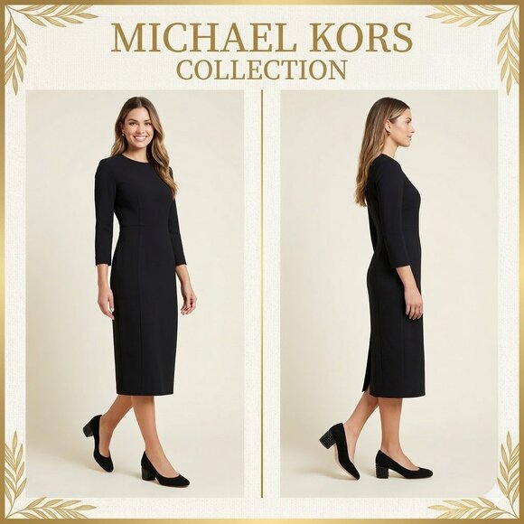 Michael Kors Black Suede Leather Arabella Kitten Pump Jeweled Heel - Size 6 - Picture 2 of 9